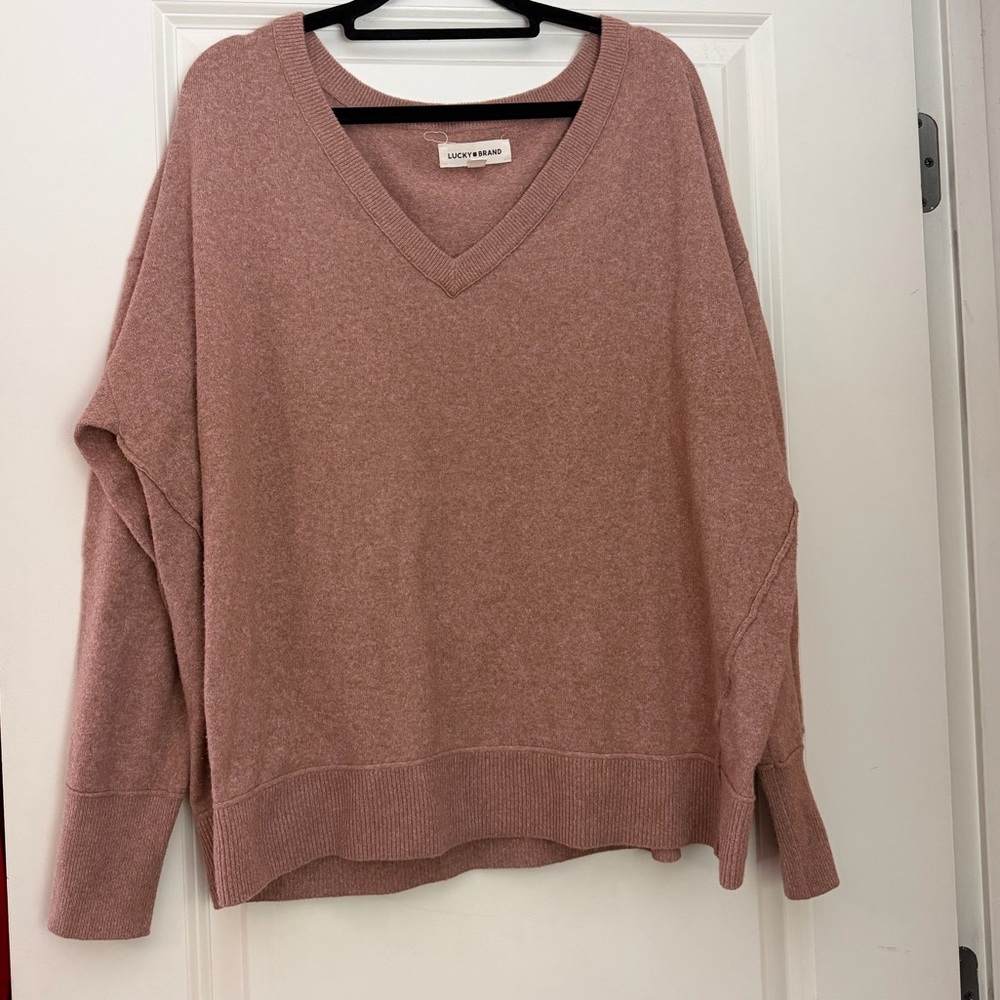 Lucky Brand V-Neck Sweater in Dusty Mauve